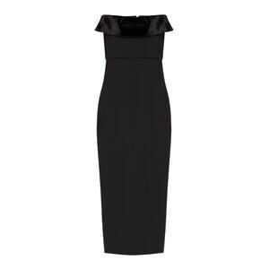 Roland Mouret Elegant Black Strapless Crepe Midi Dress Size 8 UK / 4 US